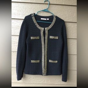 Michael Simon Studio womens black knit cardigan with golden sequins, size L